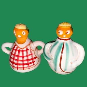 Vintage Roly Poly Noodle Arm Couple Salt and Pepper shakers Made in Japan